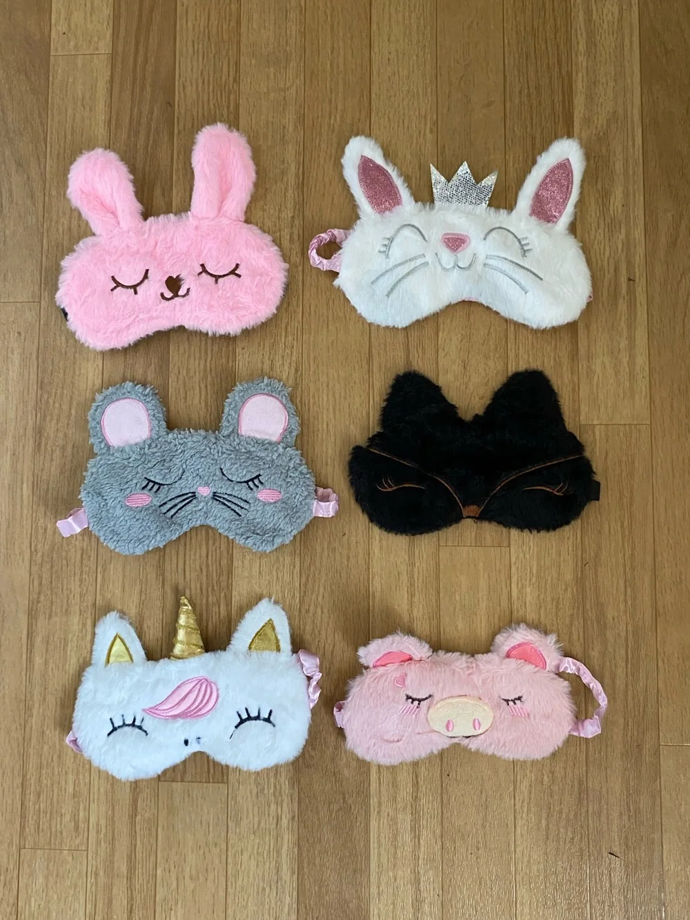 Sleepover Plush Kids Sleep Masks Set of 6 NWOT